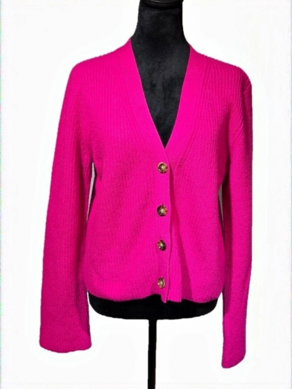 La Ligne 100% Cashmere Solid Lean Lines Cardigan Pink Size Medium - Picture 2 of 8